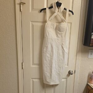 Fashion Nova Strapless Cream Dress